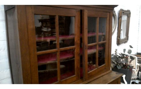 ESCAPARATE 2 CUERPOS 4 PUERTAS ANTIGUO MACIZO ROBLE