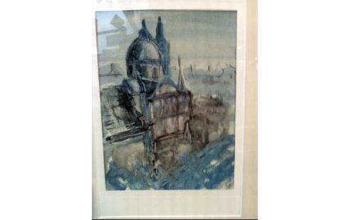 AQUARELL I.R. SIGN. ABSTRAKT <BLAUER DOM>