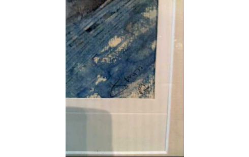 AQUARELL I.R. SIGN. ABSTRAKT <BLAUER DOM>