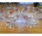 LOT DE 2 COUPES VERRES MOTIF FLEURS