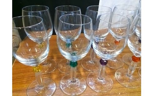 LOT DE 10 VERRES POINTS COLORES