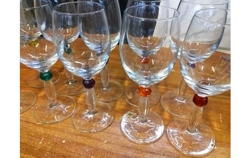 LOT DE 10 VERRES POINTS COLORES