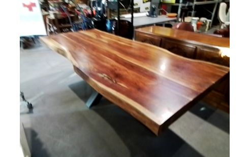 TABLE PLATEAU BOIS PIEDS METAL