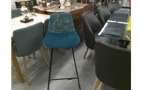TABOURET DE BAR VELOURS VERT MOUCHETE