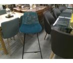 TABOURET DE BAR VELOURS VERT MOUCHETE
