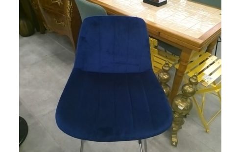 TABOURET DE BAR VELOURS BLEU