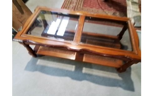 TABLE BASSE DESSOUS CANNE PLATEAUX VERRE