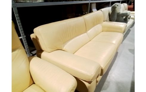 CANAPE CUIR JAUNE 3 PLACES