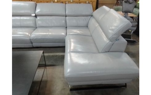 CANAPE D'ANGLE CUIR CENTER RELAX ÉLECTRIQUE CUIR GRIS