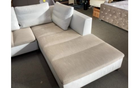 SALON D'ANGLE CUIR ET TISSU