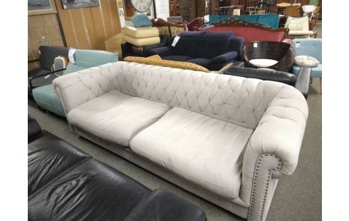 CANAPE STYLE CHESTERFIELD TISSU GRIS