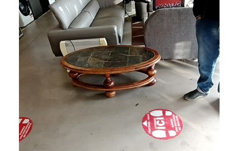 TABLE BASSE OVALE BOIS ET PIERRE