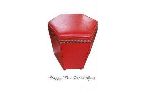 POUF ROUGE SIMILI CUIR HEXAGONAL