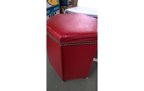 POUF ROUGE SIMILI CUIR HEXAGONAL