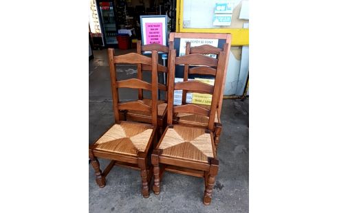 4 CHAISES CHÊNE MASSIF PAILLÉES