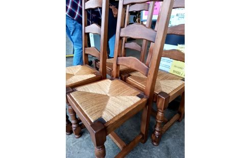 4 CHAISES CHÊNE MASSIF PAILLÉES