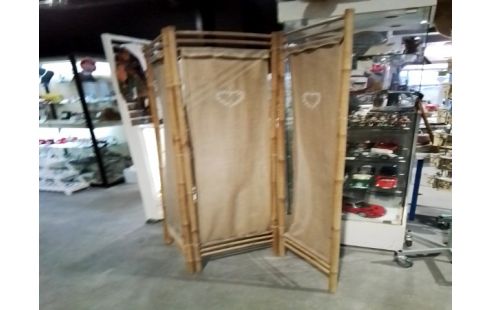 PARAVENT 3 PANS BAMBOU ET TISSU