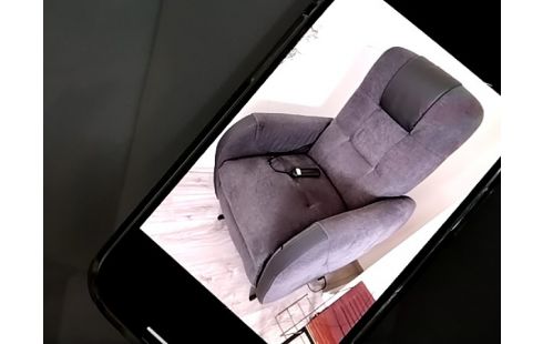 FAUTEUIL RELAX Releveur électrique tissu gris s'allonge complètement