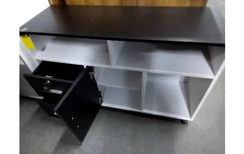 MEUBLE D'APPOINT Noir blanc 2t 1p en melaminė avec clec