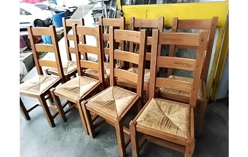 4 CHAISES CHÊNE MASSIF PAILLEES