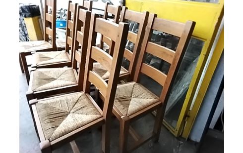 4 CHAISES CHÊNE MASSIF PAILLEES