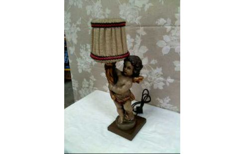 TISCHLAMPE <ENGEL> HOLZ SCHIRM STOFF