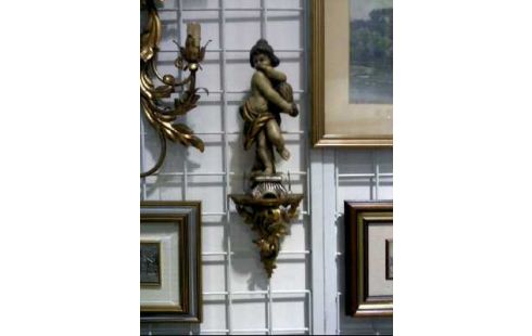 WANDKONSOLE + ENGEL 2-TEILIG GOLDFARBEN