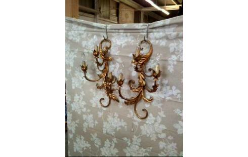 WANDLEUCHTEN 2ER-SET FLORAL VERZIERT GOLDF.