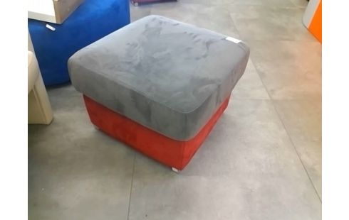 POUF CARRE TAUPE/ROUGE