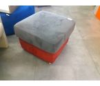 POUF CARRE TAUPE/ROUGE