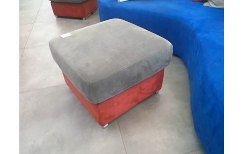 POUF CARRE TAUPE/ROUGE