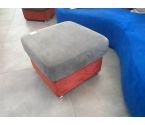 POUF CARRE TAUPE/ROUGE