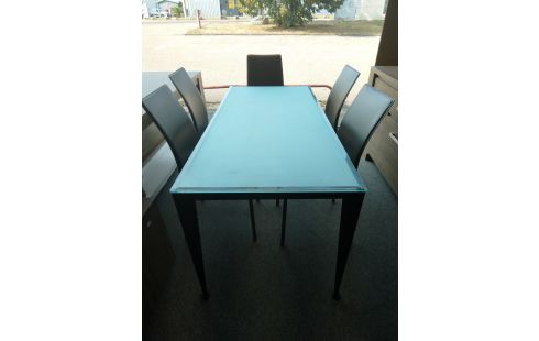 TABLE VERRE METAL NOIR