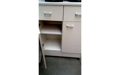 KISTE 1 WEISS RESOPAL 2 TÜREN / 2 SCHUBLADEN, , MOBILE DAS STÜCK