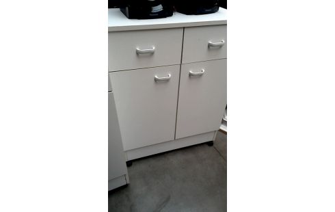 KISTE 1 WEISS RESOPAL 2 TÜREN / 2 SCHUBLADEN, , MOBILE DAS STÜCK