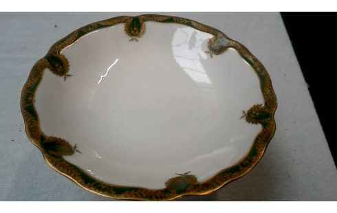 FUENTE PARA TARTAS BLANCA PORCELANA VERDE OR