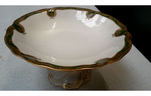FUENTE PARA TARTAS BLANCA PORCELANA VERDE OR