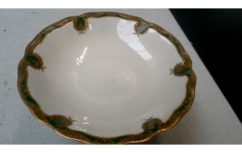 FUENTE PARA TARTAS BLANCA PORCELANA VERDE OR