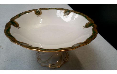 FUENTE PARA TARTAS BLANCA PORCELANA VERDE OR