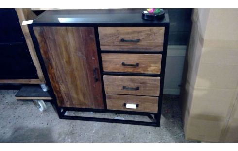 PETIT BUFFET INDUSTRIEL BOIS RECYCLÉ 1 PORTE