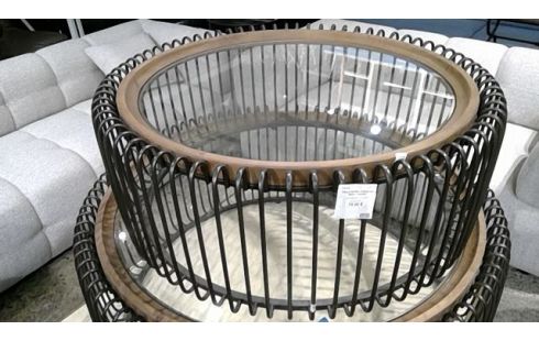 TBALE BASSE RONDE MM BOIS + VERRE