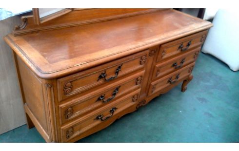 COMMODE BISAUTE, , MIROIR STYLE LOUIS XV 6 TIROIRS