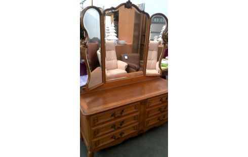 COMMODE BISAUTE, , MIROIR STYLE LOUIS XV 6 TIROIRS