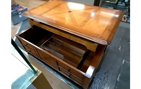 TABLE BASSE MERISIER COFFRE RANGEMENT