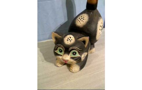 FIGUR <KATZE> HOLZ LIEGEND