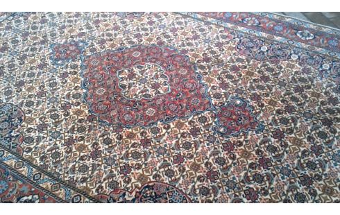 TEPPICH HANDGEKNÖPFT GRAU ROT BEIGE