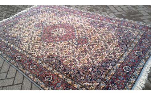 TEPPICH HANDGEKNÖPFT GRAU ROT BEIGE