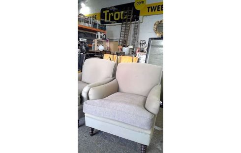 FAUTEUILS CLUB LA  PAIRE EN TISSU GRIS
