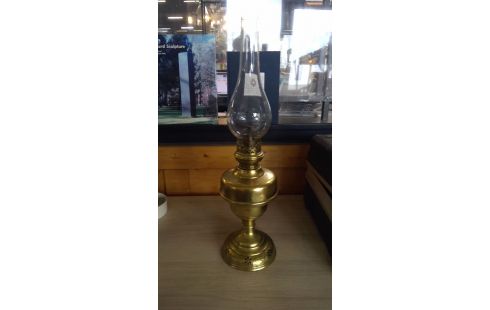 OLIELAMP MESSING EN  GLAZEN BLAKER