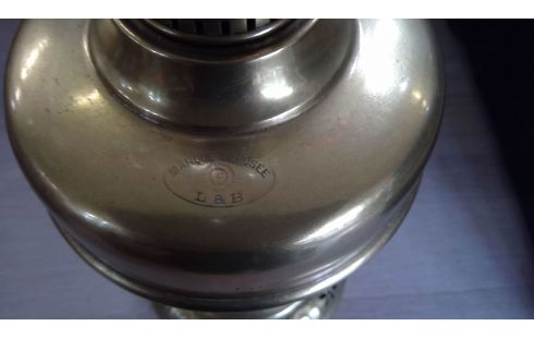 OLIELAMP MESSING EN  GLAZEN BLAKER